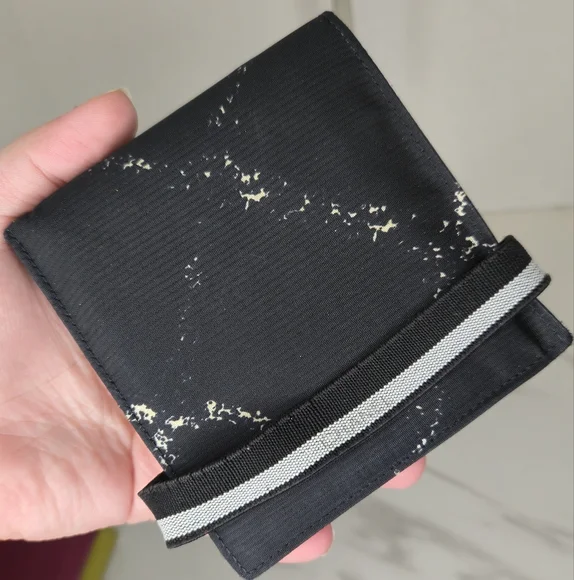 Chanel Black Nylon Bifold Wallet Unisex Vintage Old Travel Line